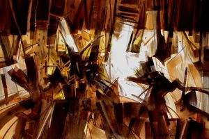 River side Shapes, Original Woody Hansen Watercolor painting
