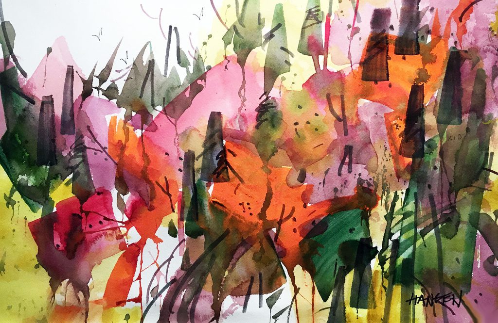 Woody Hansen watercolor, Mountain Symphony