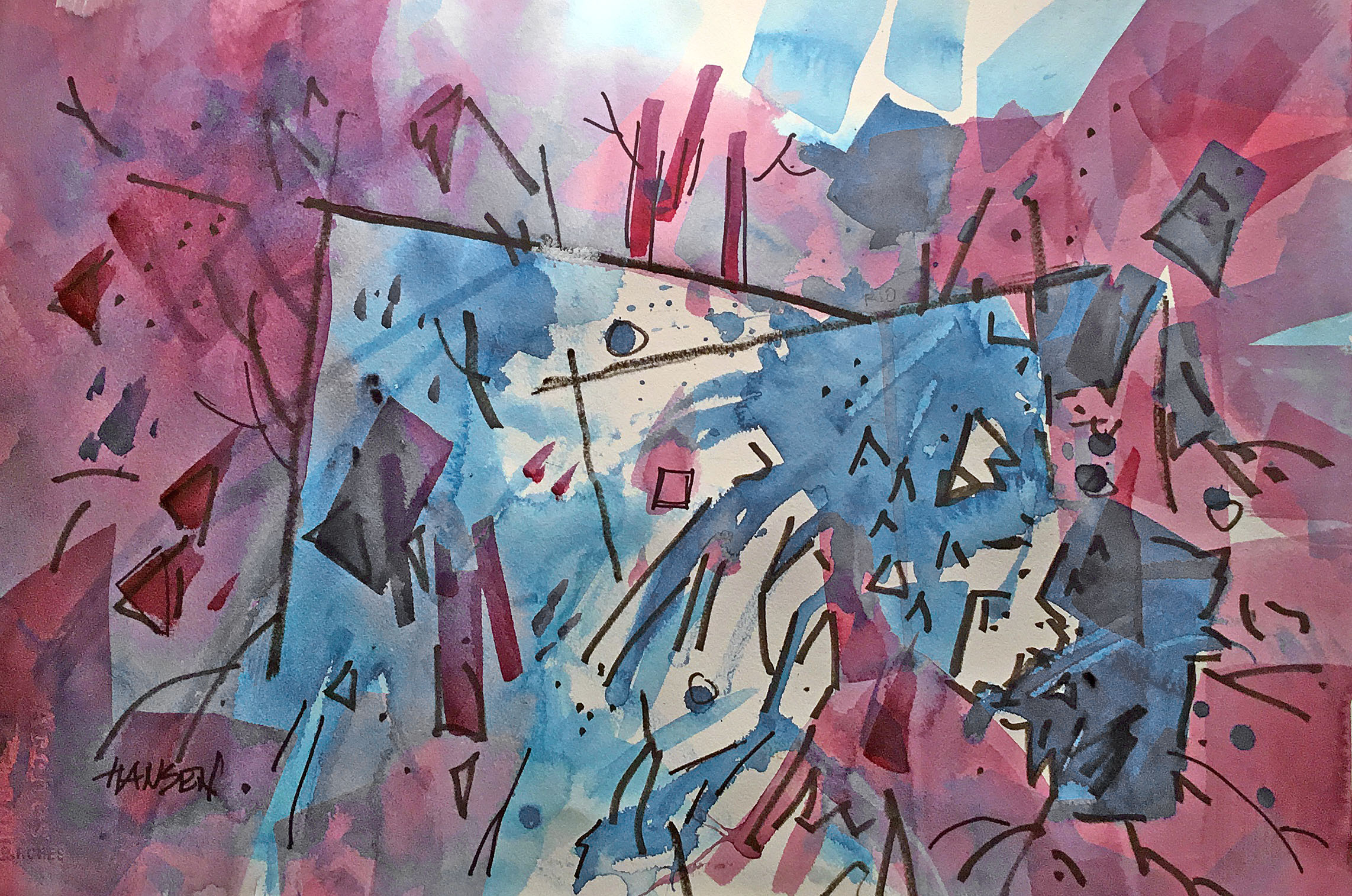 CIVIL DISCOURSE, 15″ X 22′ WATERCOLOR