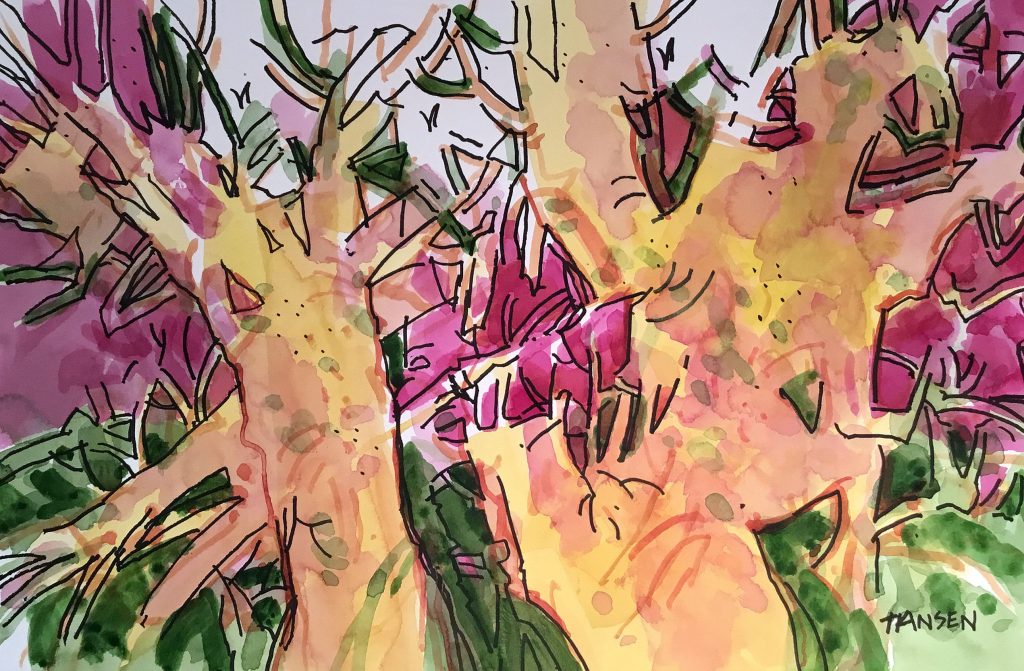 Tangled Trees, watercolor by Woody Hansen
