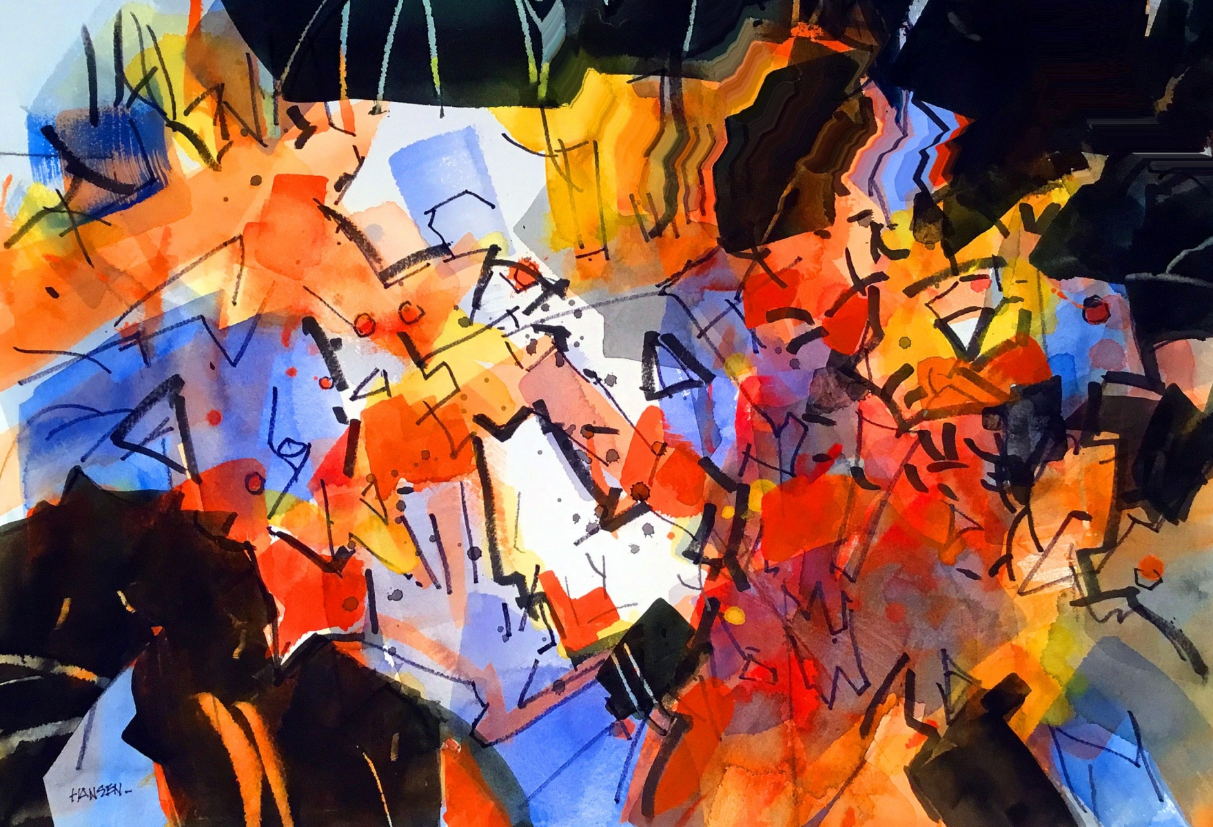 CHAOTIC DISCOURSE, Watercolor, 15x22