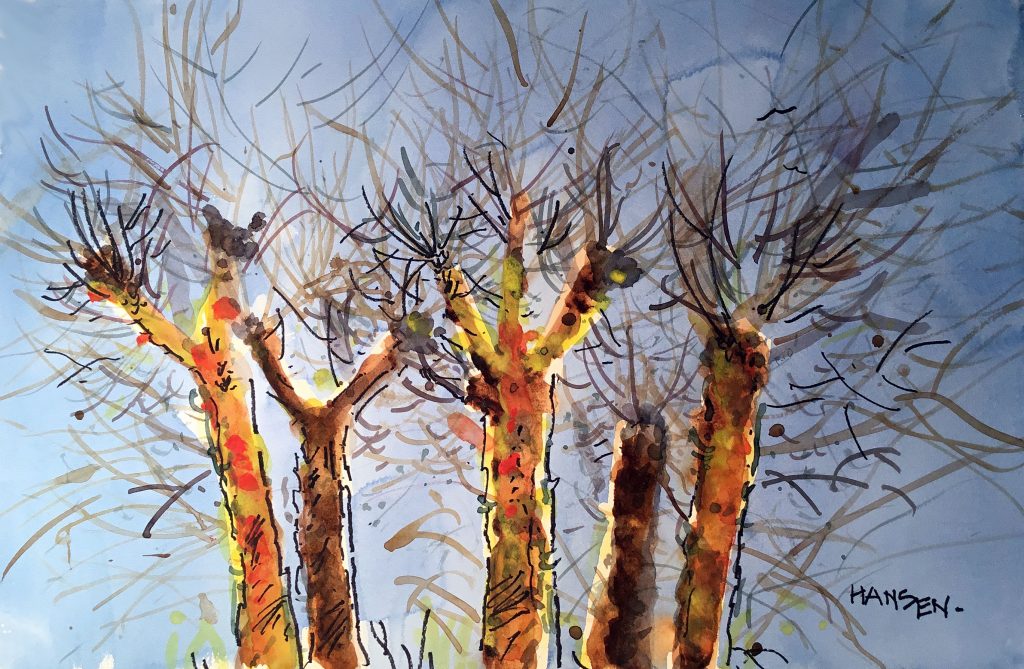 Winter Tree, 15x22 Watercolor
